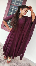 Dark Purple Ananrkali With Duppatta MAK101