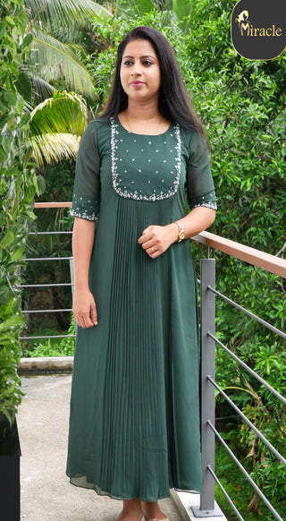 Miltary Green Georgette Kurti MHK297