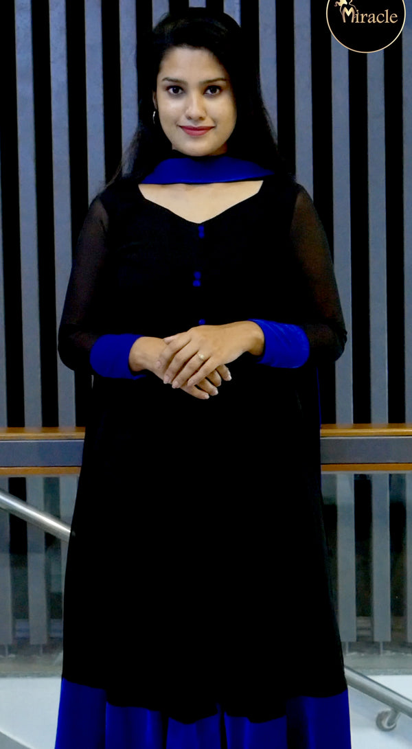 Black - Blue Velvet Anarkali MDK181