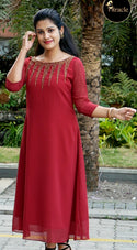 Reddish Maroon Budget Friendly Kurti MHK192