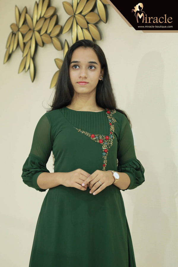 Pine Green Georgette Kurti MHK167