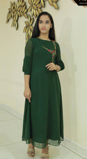 Pine Green Georgette Kurti MHK167