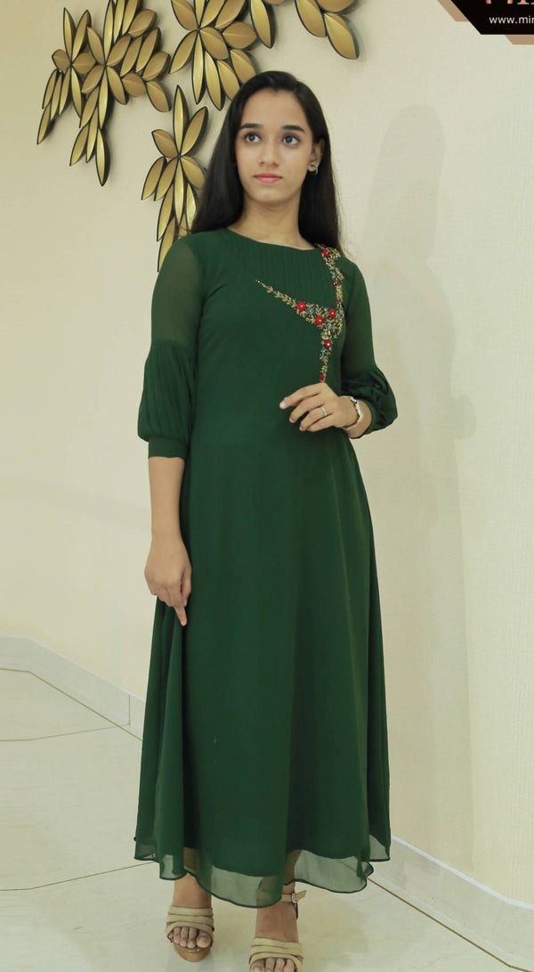 Pine Green Georgette Kurti MHK167