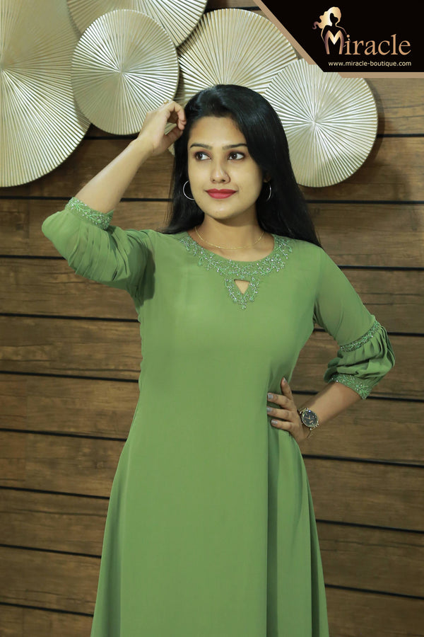 Pastel Green Georgette Kurti MHK165