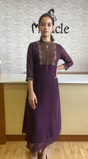 Dark Purple Party Wear Kurti MHK117