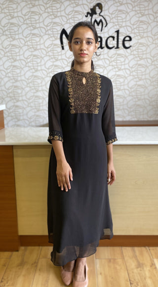 Black Party Wear Kurti MHK119