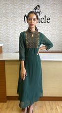 Bottle Green Party Wear Kurti MHK118