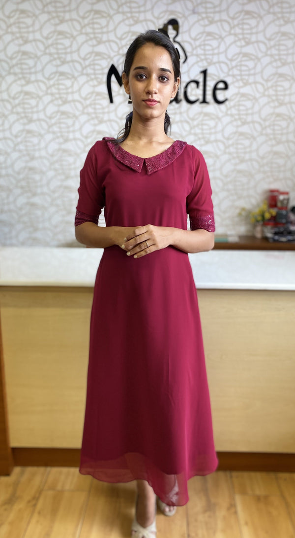 Budget friendly Bright Wine Kurti MDK144