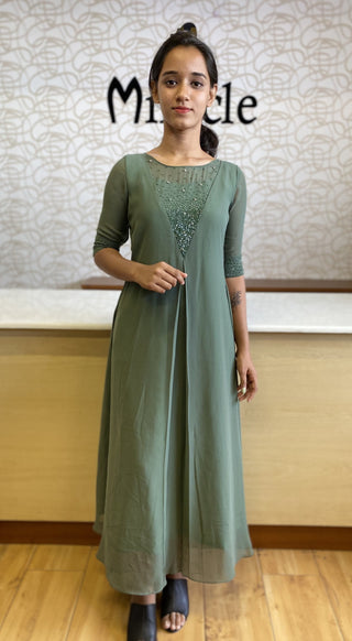 Pastel Olive Georgette Kurti MHK128