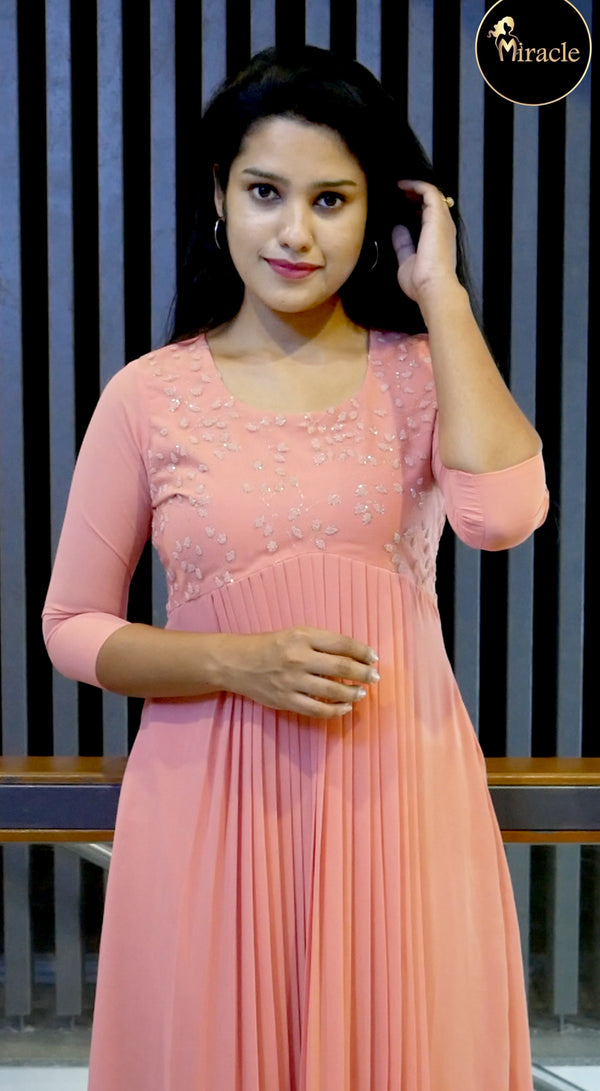 Peach Georgette Kurti MDK185