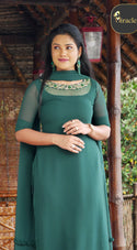 Dark Green Georgette Top MHK248