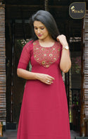 Maroon Ajrak Georgette Kurti MHK239