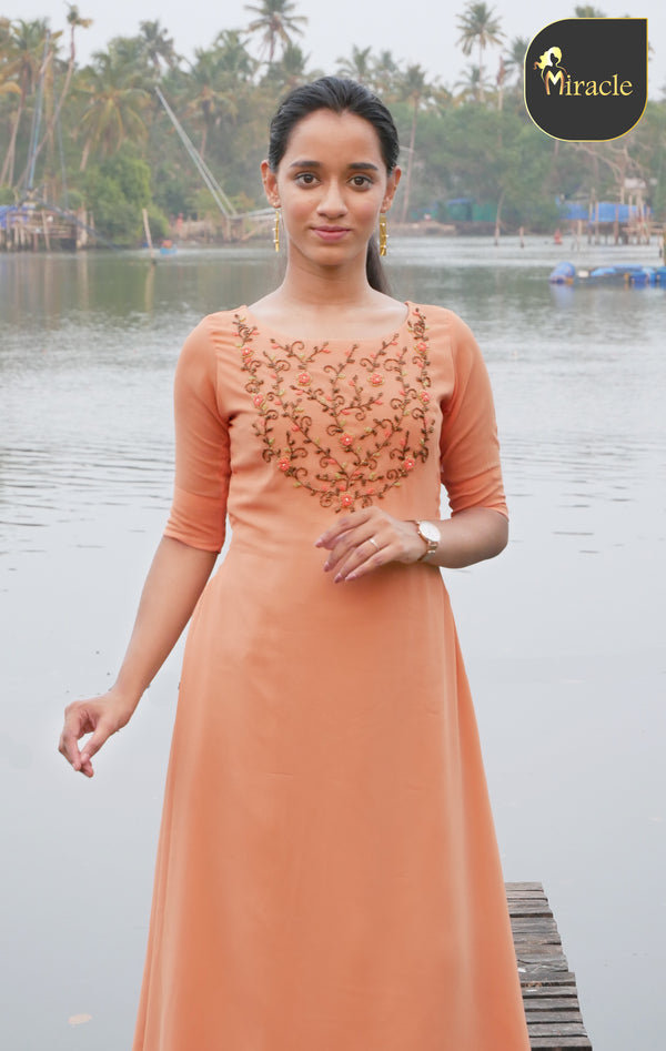 Light Peach Budget Friendly Kurti MHK228