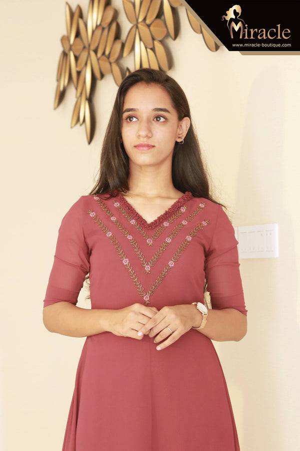 Dusky Rose Georgette Kurti MHK174