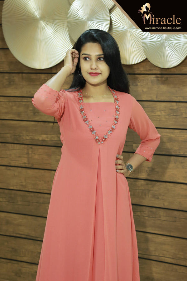 Pink Glamour Georgette Kurti MHK184