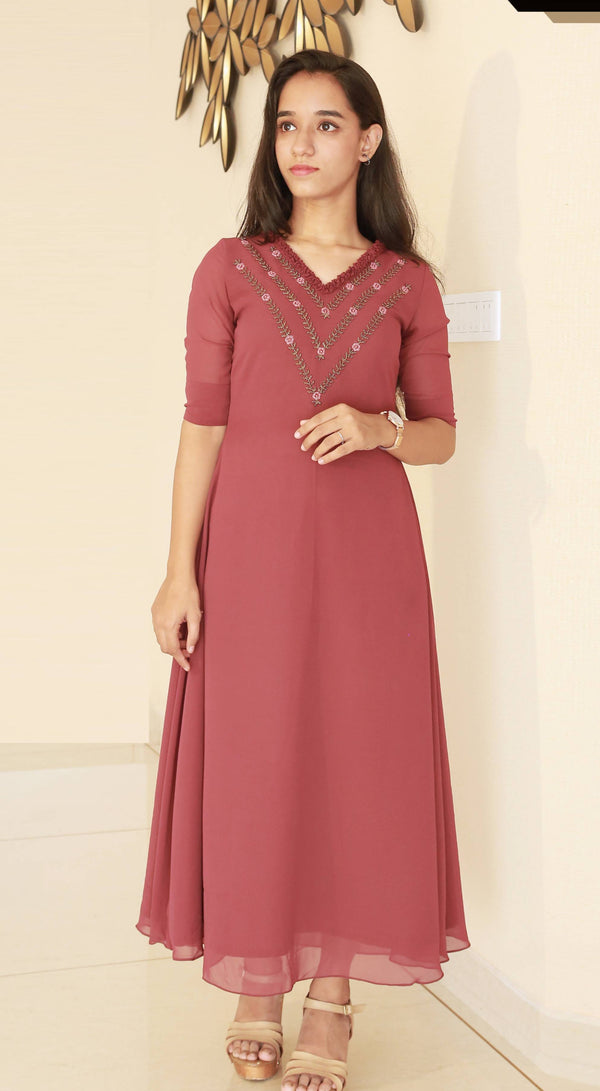 Dusky Rose Georgette Kurti MHK174