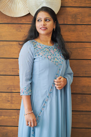 Powder Blue Anarkali MHK254