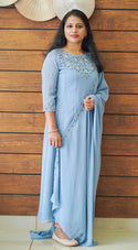 Powder Blue Anarkali MHK254