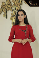 Reddish Maroon Georgette Kurti MHK168