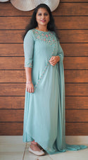 Pastel Teal Green Anarkali MHK252