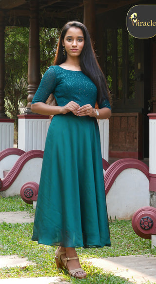 Metallic Green Georgette Kurti MDK197