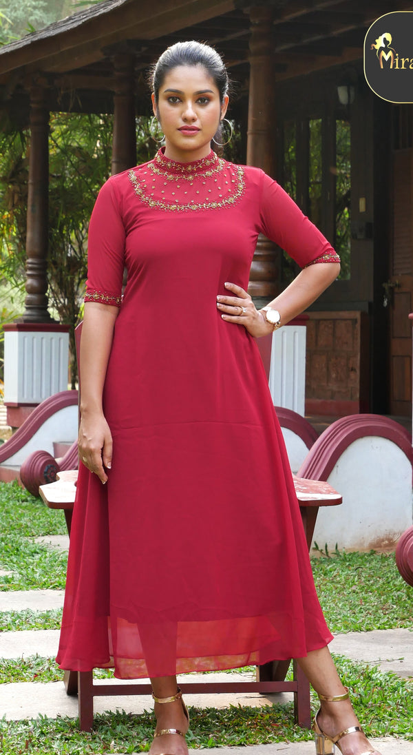 Maroon Georgette Kurti MHK257