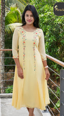 Light yellow Georgette Kurti MHK286